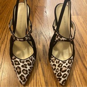 Sarah Flint Leopard Print Pointed Toe Slingback heels - Like New!